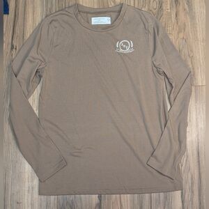 Abercrombie Kids Sleep Brown Long Sleeve Tee White Crest Logo, kids 15/16